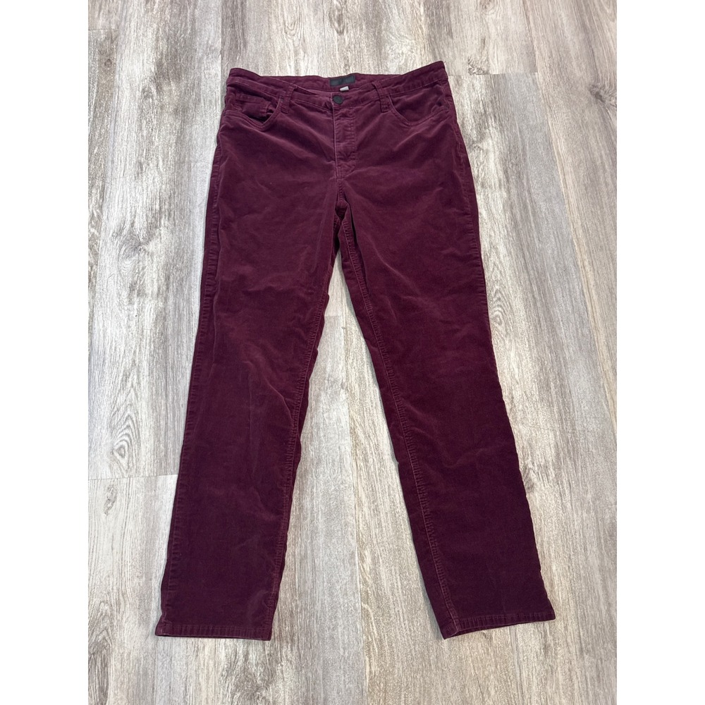 Kut from the Kloth Burgundy Corduroy Straight Leg Pants Womens 14 Wine Red